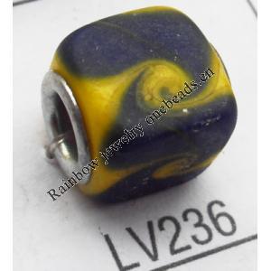 Lampwork Glass Plating Nickel-Color Core Beads  11x13mm Hole=4.5mm Sold by Bag