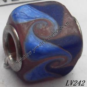 Lampwork Glass Plating Nickel-Color Core Beads  11x13mm Hole=4.5mm Sold by Bag