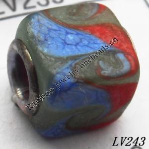 Lampwork Glass Plating Nickel-Color Core Beads  11x13mm Hole=4.5mm Sold by Bag