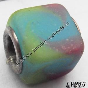 Lampwork Glass Plating Nickel-Color Core Beads  11x13mm Hole=4.5mm Sold by Bag