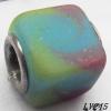 Lampwork Glass Plating Nickel-Color Core Beads  11x13mm Hole=4.5mm Sold by Bag