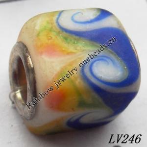 Lampwork Glass Plating Nickel-Color Core Beads  11x13mm Hole=4.5mm Sold by Bag