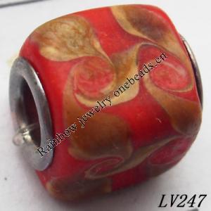 Lampwork Glass Plating Nickel-Color Core Beads  11x13mm Hole=4.5mm Sold by Bag