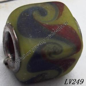 Lampwork Glass Plating Nickel-Color Core Beads  11x13mm Hole=4.5mm Sold by Bag