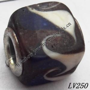 Lampwork Glass Plating Nickel-Color Core Beads  11x13mm Hole=4.5mm Sold by Bag