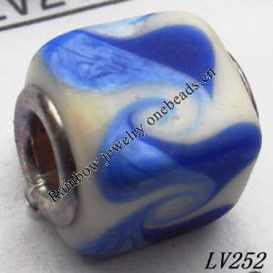 Lampwork Glass Plating Nickel-Color Core Beads  11x13mm Hole=4.5mm Sold by Bag