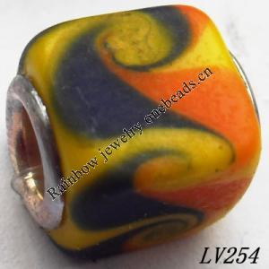 Lampwork Glass Plating Nickel-Color Core Beads  11x13mm Hole=4.5mm Sold by Bag