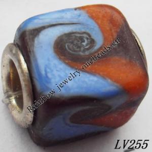 Lampwork Glass Plating Nickel-Color Core Beads  11x13mm Hole=4.5mm Sold by Bag