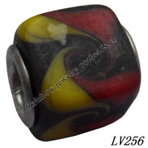 Lampwork Glass Plating Nickel-Color Core Beads  11x13mm Hole=4.5mm Sold by Bag