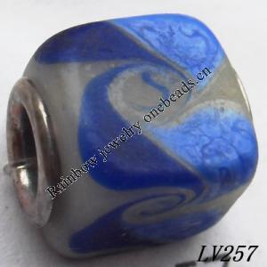 Lampwork Glass Plating Nickel-Color Core Beads  11x13mm Hole=4.5mm Sold by Bag