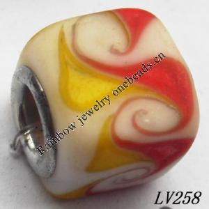 Lampwork Glass Plating Nickel-Color Core Beads  11x13mm Hole=4.5mm Sold by Bag