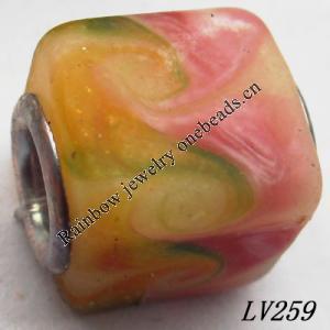 Lampwork Glass Plating Nickel-Color Core Beads  11x13mm Hole=4.5mm Sold by Bag