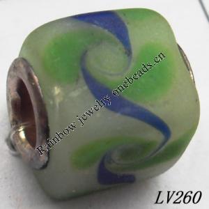 Lampwork Glass Plating Nickel-Color Core Beads  11x13mm Hole=4.5mm Sold by Bag