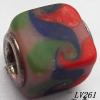 Lampwork Glass Plating Nickel-Color Core Beads  11x13mm Hole=4.5mm Sold by Bag