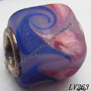 Lampwork Glass Plating Nickel-Color Core Beads  11x13mm Hole=4.5mm Sold by Bag