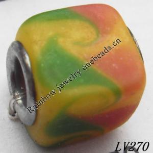 Lampwork Glass Plating Nickel-Color Core Beads  11x13mm Hole=4.5mm Sold by Bag