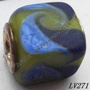 Lampwork Glass Plating Nickel-Color Core Beads  11x13mm Hole=4.5mm Sold by Bag