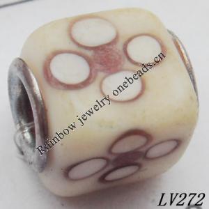 Lampwork Glass Plating Nickel-Color Core Beads  11x13mm Hole=4.5mm Sold by Bag