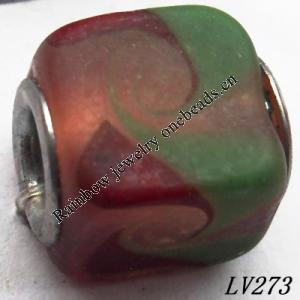 Lampwork Glass Plating Nickel-Color Core Beads  11x13mm Hole=4.5mm Sold by Bag