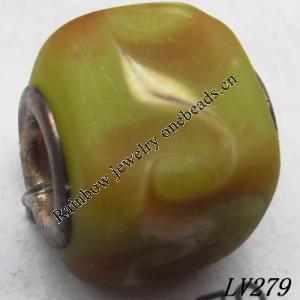 Lampwork Glass Plating Nickel-Color Core Beads  11x13mm Hole=4.5mm Sold by Bag