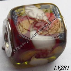 Lampwork Glass Plating Nickel-Color Core Beads  12x13mm Hole=4.5mm Sold by Bag