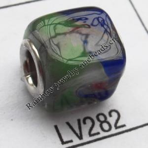 Lampwork Glass Plating Nickel-Color Core Beads  12x13mm Hole=4.5mm Sold by Bag