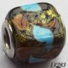 Lampwork Glass Plating Nickel-Color Core Beads  12x13mm Hole=4.5mm Sold by Bag