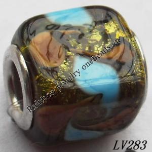 Lampwork Glass Plating Nickel-Color Core Beads  12x13mm Hole=4.5mm Sold by Bag