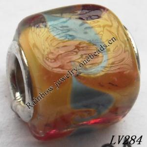 Lampwork Glass Plating Nickel-Color Core Beads  12x13mm Hole=4.5mm Sold by Bag