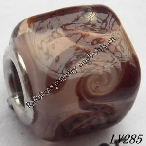 Lampwork Glass Plating Nickel-Color Core Beads  12x13mm Hole=4.5mm Sold by Bag