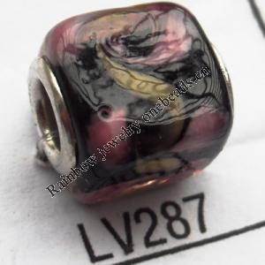 Lampwork Glass Plating Nickel-Color Core Beads  12x13mm Hole=4.5mm Sold by Bag