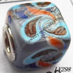 Lampwork Glass Plating Nickel-Color Core Beads  14x12mm Hole=4.5mm Sold by Bag