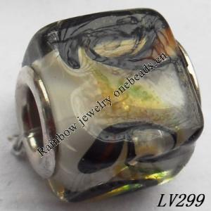 Lampwork Glass Plating Nickel-Color Core Beads  12x13mm Hole=4.5mm Sold by Bag