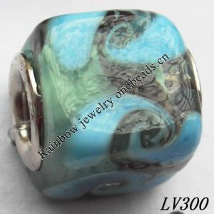 Lampwork Glass Plating Nickel-Color Core Beads  12x13mm Hole=4.5mm Sold by Bag