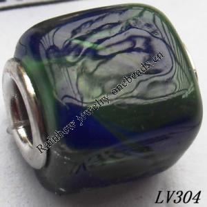 Lampwork Glass Plating Nickel-Color Core Beads  12x13mm Hole=4.5mm Sold by Bag