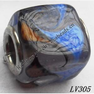 Lampwork Glass Plating Nickel-Color Core Beads  12x13mm Hole=4.5mm Sold by Bag