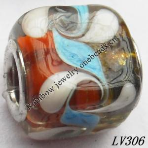 Lampwork Glass Plating Nickel-Color Core Beads  12x13mm Hole=4.5mm Sold by Bag