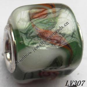 Lampwork Glass Plating Nickel-Color Core Beads  12x13mm Hole=4.5mm Sold by Bag