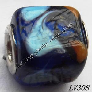 Lampwork Glass Plating Nickel-Color Core Beads  12x13mm Hole=4.5mm Sold by Bag