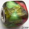 Lampwork Glass Plating Nickel-Color Core Beads  12x13mm Hole=4.5mm Sold by Bag