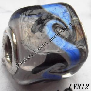 Lampwork Glass Plating Nickel-Color Core Beads  14x12mm Hole=4.5mm Sold by Bag