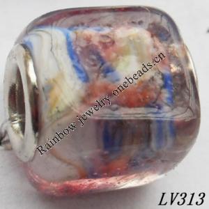 Lampwork Glass Plating Nickel-Color Core Beads  14x12mm Hole=4.5mm Sold by Bag