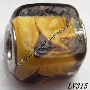 Lampwork Glass Plating Nickel-Color Core Beads  14x12mm Hole=4.5mm Sold by Bag