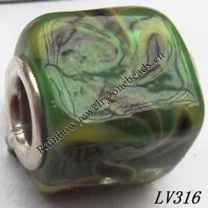 Lampwork Glass Plating Nickel-Color Core Beads  14x12mm Hole=4.5mm Sold by Bag