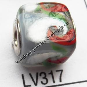 Lampwork Glass Plating Nickel-Color Core Beads  14x12mm Hole=4.5mm Sold by Bag