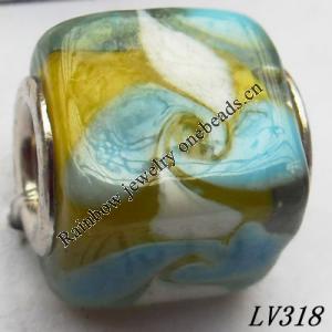 Lampwork Glass Plating Nickel-Color Core Beads  14x12mm Hole=4.5mm Sold by Bag