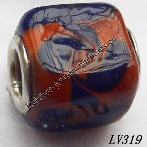 Lampwork Glass Plating Nickel-Color Core Beads  14x12mm Hole=4.5mm Sold by Bag