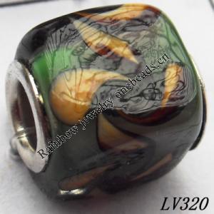 Lampwork Glass Plating Nickel-Color Core Beads  14x12mm Hole=4.5mm Sold by Bag