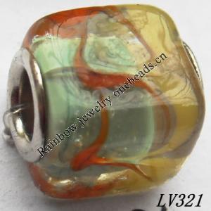 Lampwork Glass Plating Nickel-Color Core Beads  14x12mm Hole=4.5mm Sold by Bag