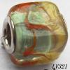 Lampwork Glass Plating Nickel-Color Core Beads  14x12mm Hole=4.5mm Sold by Bag